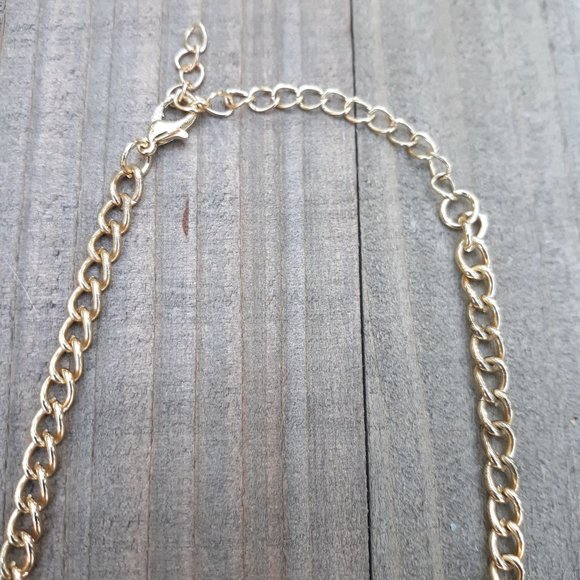 Gold Turquoise Boho Coin Necklace - Picture 2 of 3